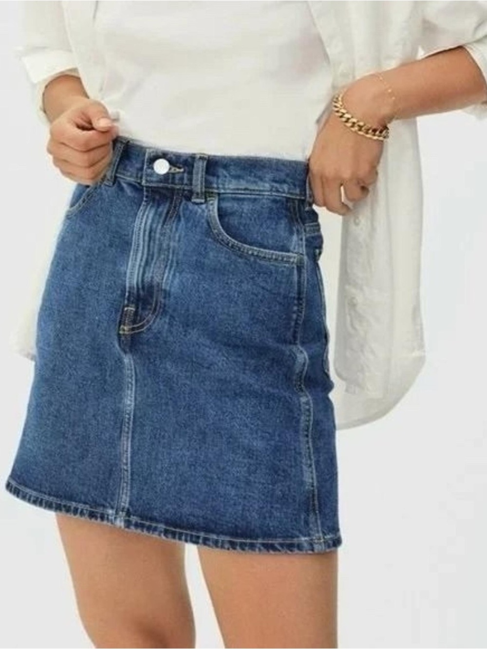 Everlane Dark Blue Denim Mini Skirt Organic Cotton 28R New